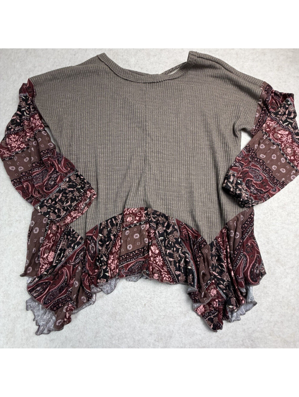 Buckle Daytrip Womens M Boho Longsleeve Shirt Top Peasant Floral Casual NWT